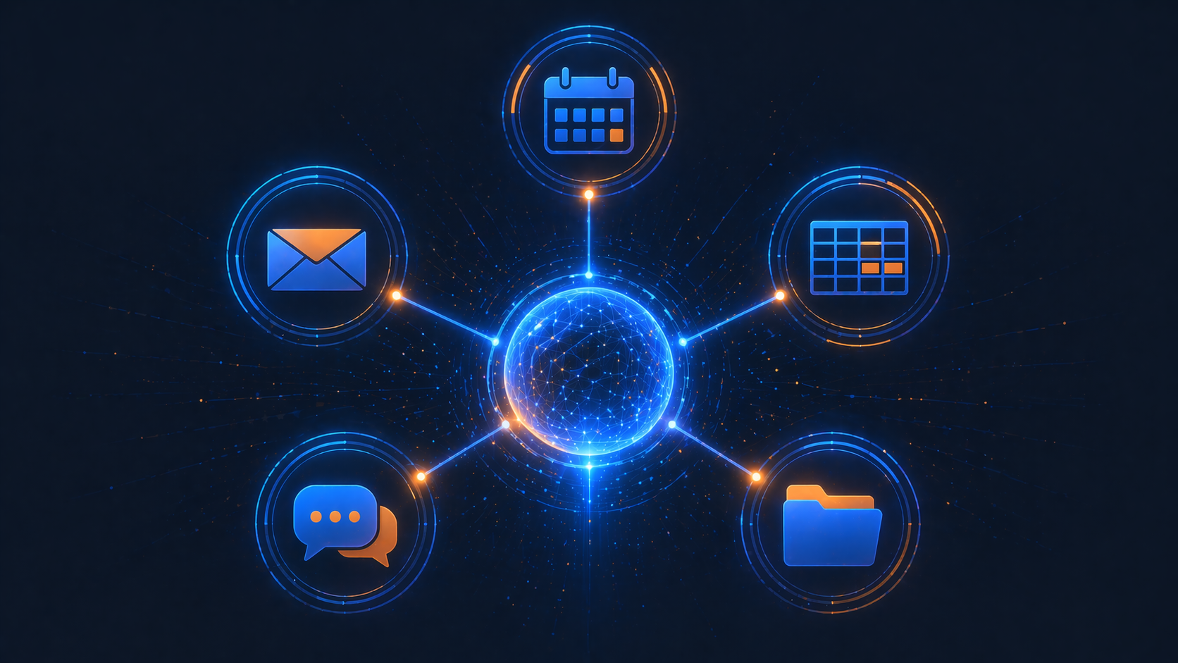 複数のオフィスアプリを横断して働く作業代行AIのイメージ